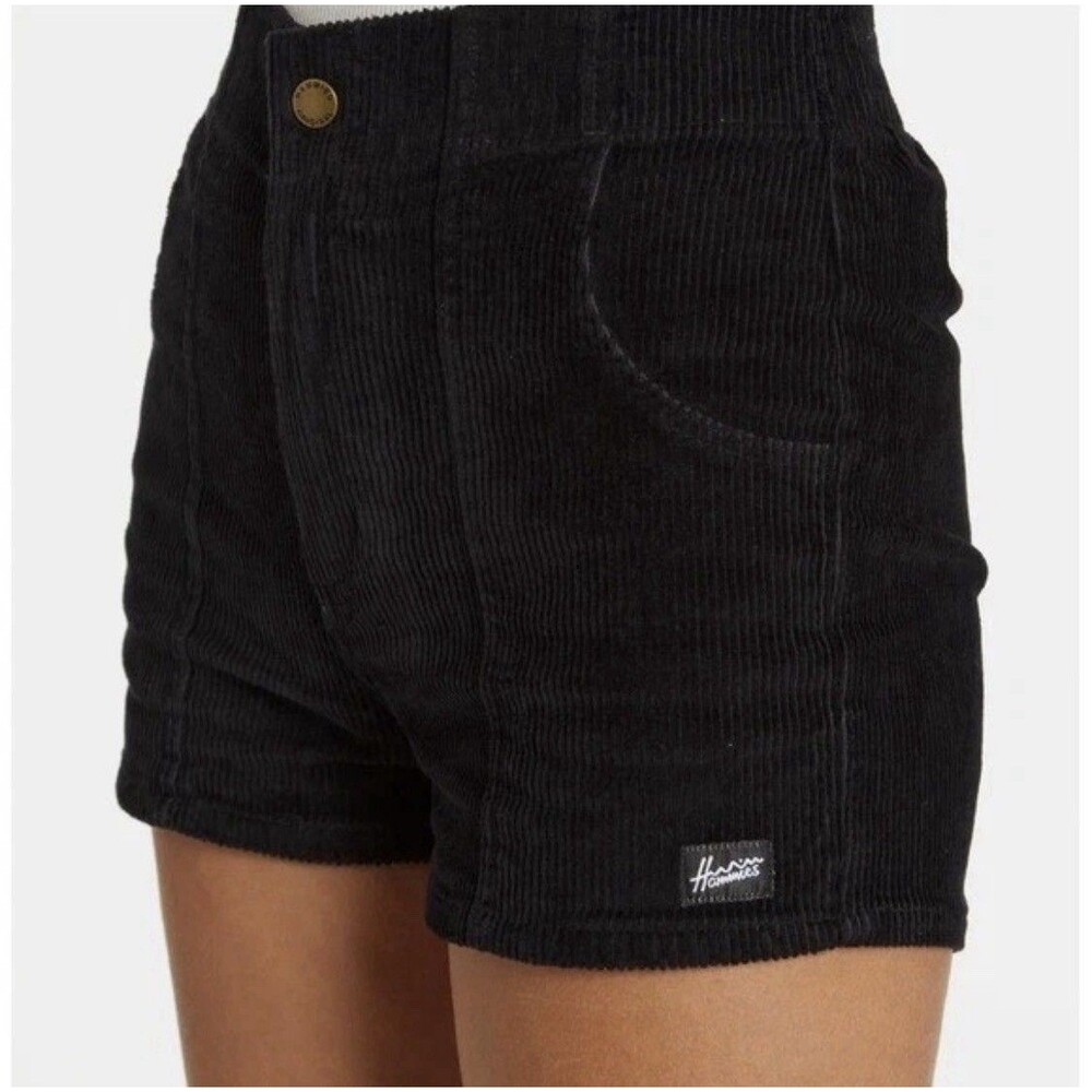 NWT Hammies Corduroy Shorts Women 34 Black High Waist Retro 70s Style Beach